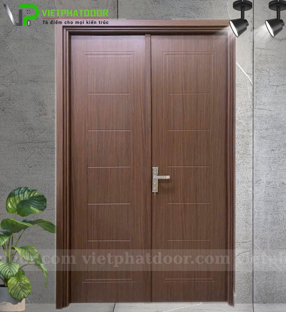 CỬA 2 CÁNH NHỰA GIẢ GỖ COMPOSITE VPB02 - CNC