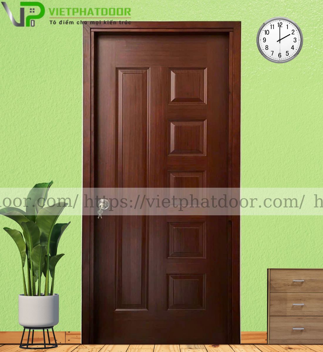 CỬA GỖ CÔNG NGHIỆP HDF VENEER 6B - SAPELE