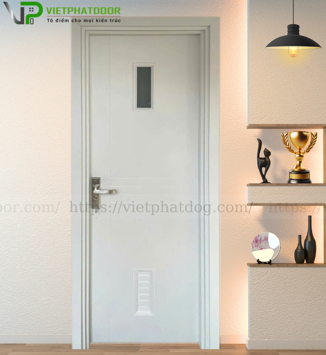 CỬA NHỰA GIẢ GỖ COMPOSITE VPB11- Ô KÍNH CƯỜNG LỰC