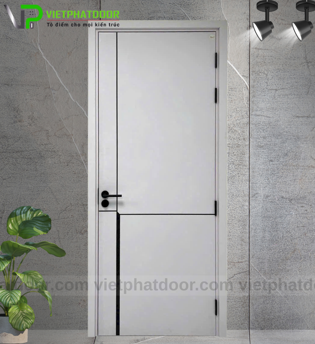 CỬA NHỰA GIẢ GỖ COMPOSITE VPD01 - CNC PHÔI ĐEN