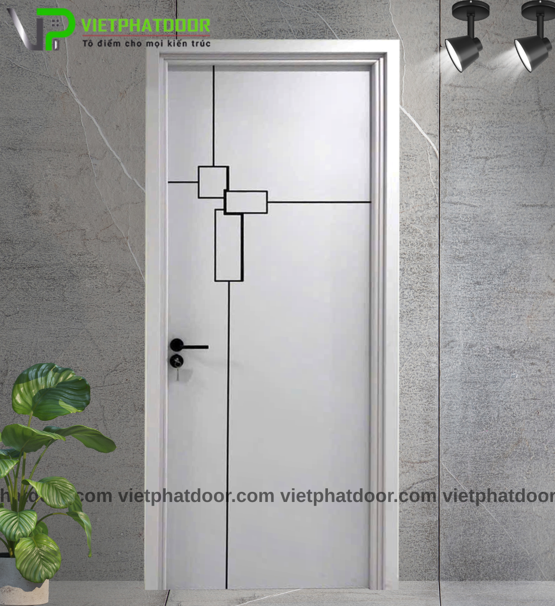 CỬA NHỰA GIẢ GỖ COMPOSITE VPD01 - CNC THAN TRE