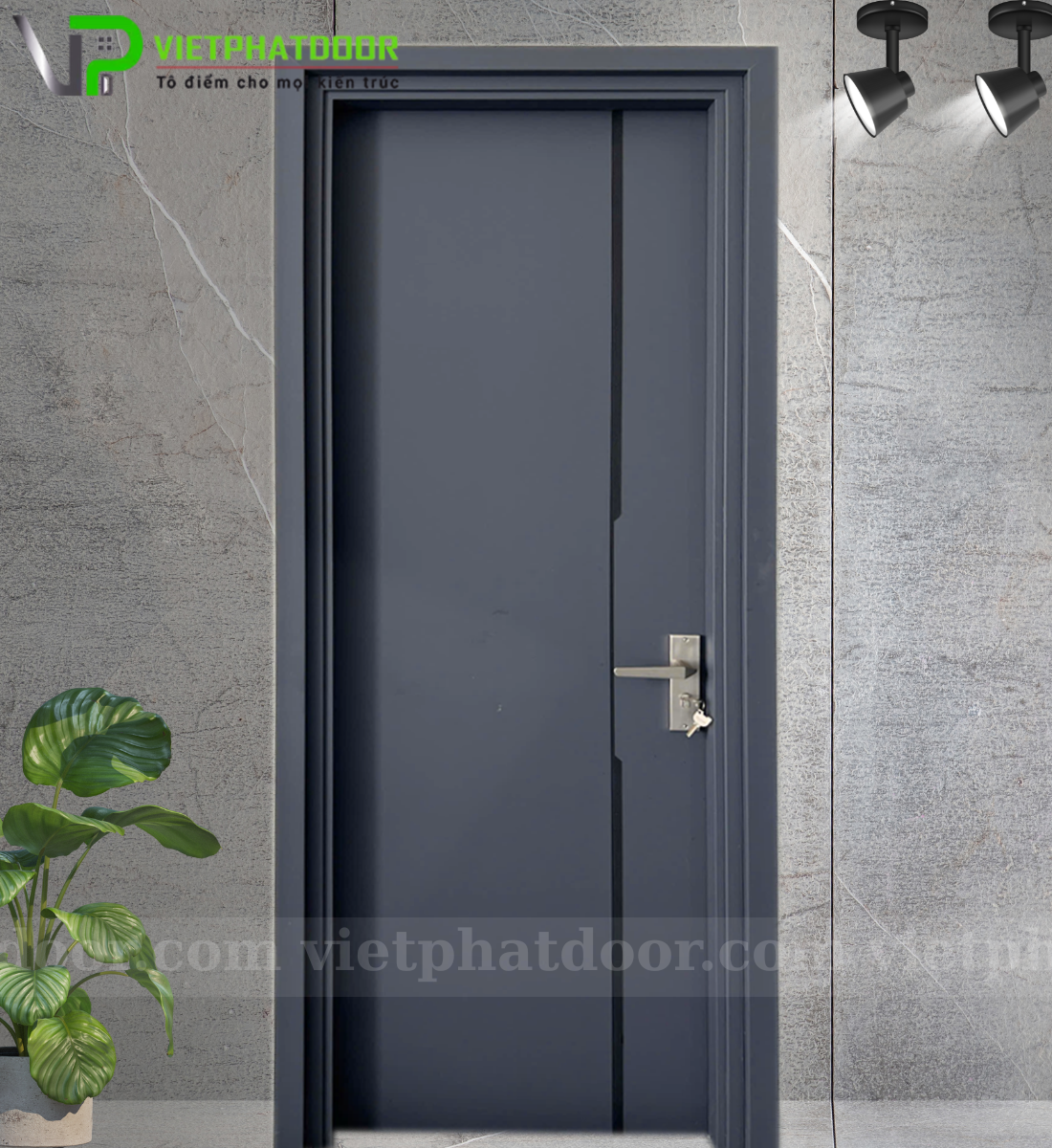 CỬA NHỰA GIẢ GỖ COMPOSITE VPD4 - CNC PHÔI ĐEN