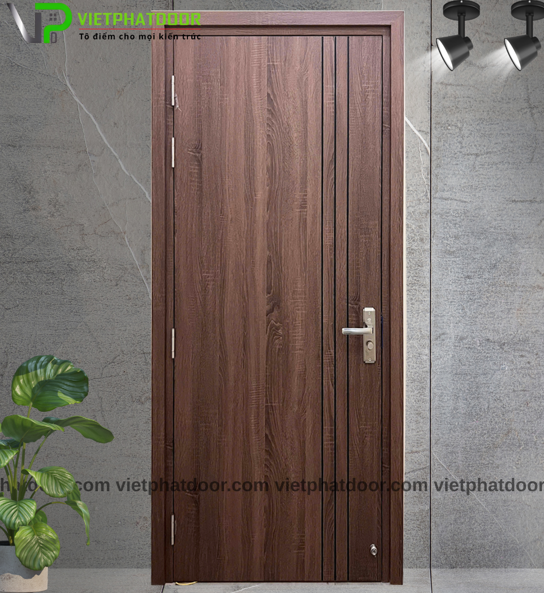 CỬA NHỰA GIẢ GỖ COMPOSITE VPR4 - CNC PHÔI ĐEN