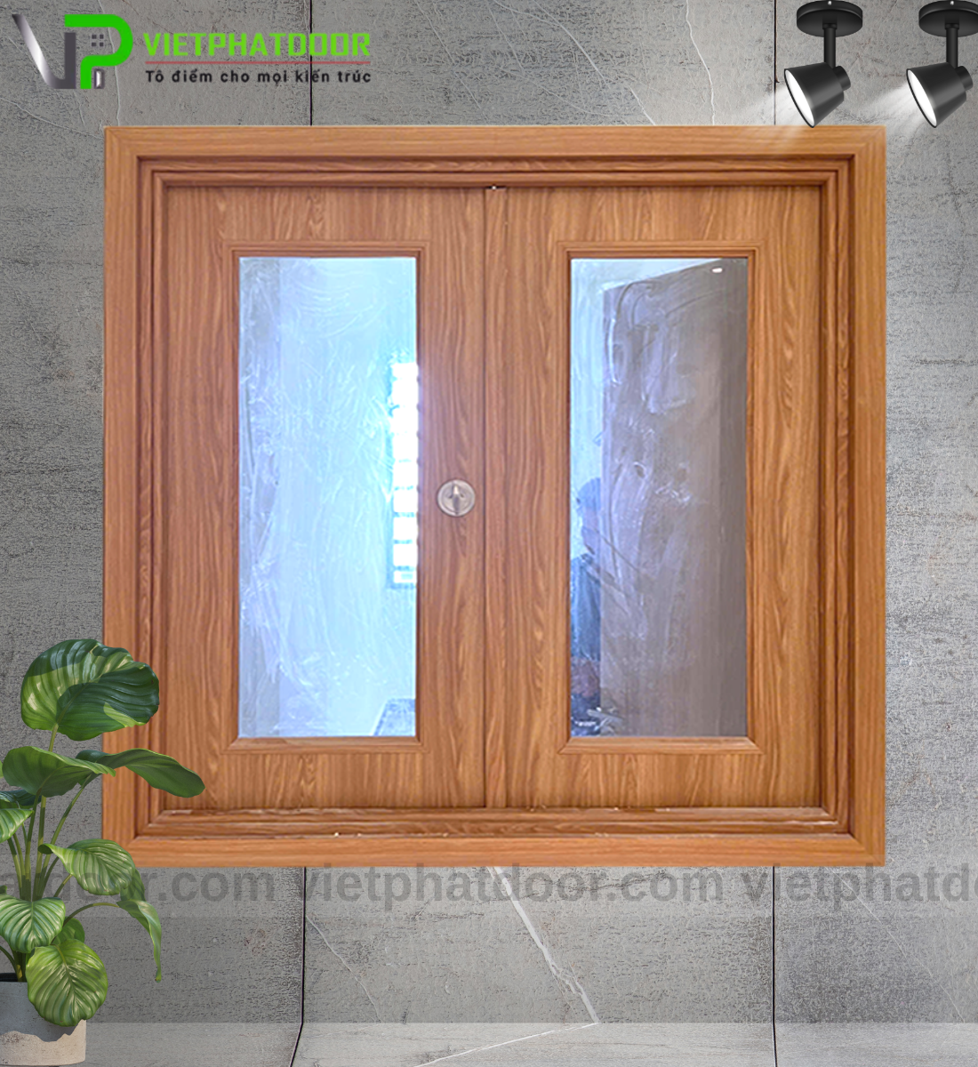 CỬA SỔ 2 CÁNH NHỰA GIẢ GỖ COMPOSITE VPB06 - Ô KÍNH CƯỜNG LỰC