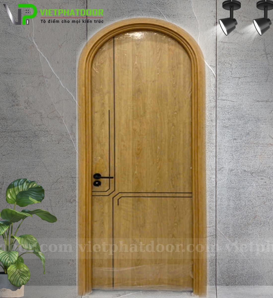 CỬA VÒM NHỰA GIẢ GỖ COMPOSITE VPE06 - CNC PHÔI ĐEN LUXURY