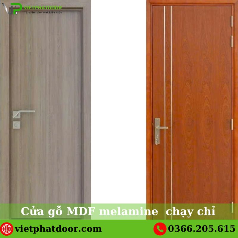 Cửa gỗ MDF melamine  chạy chỉ