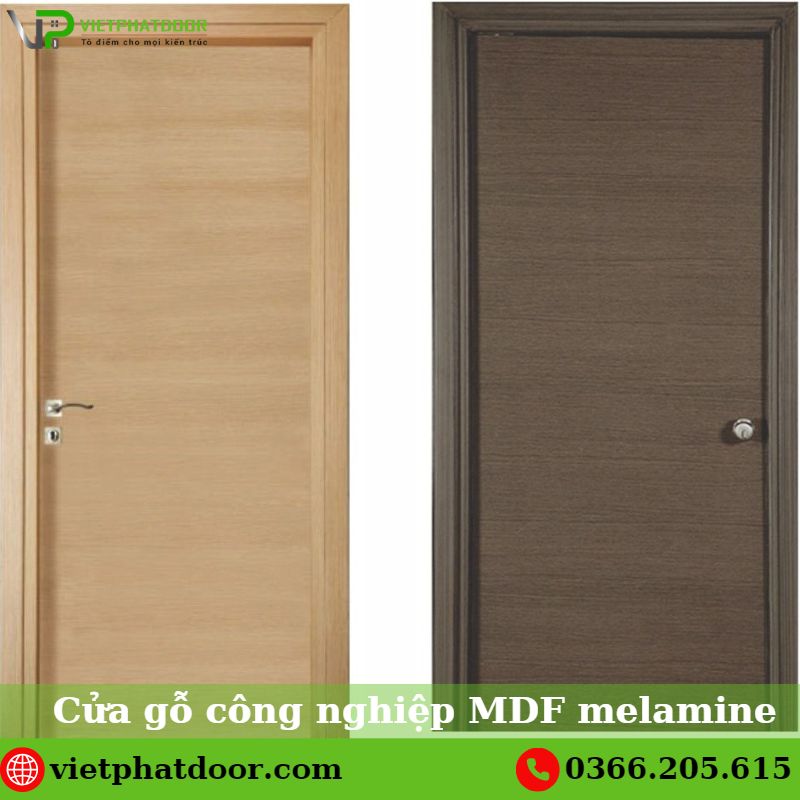 Cửa gỗ công nghiệp MDF melamine phẵng trơn