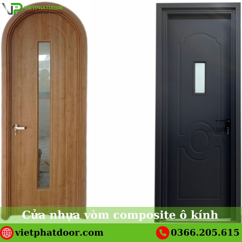 Cửa nhựa vòm composite ô kính