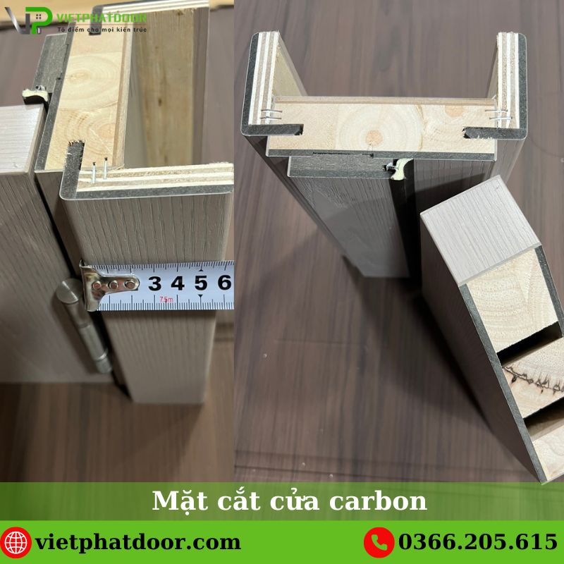 Mặt cắt cửa gỗ nhựa carbon