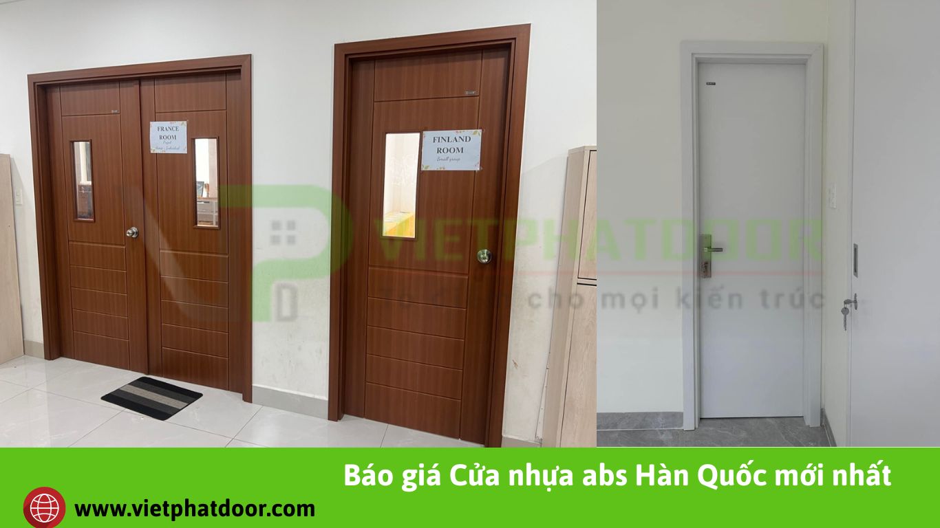 rong khoảng 10 năm trở lại đây trong tên gọi cửa nhựa abs Hàn Quốc không còn xa lạ gì với nghành xây dựng. Với chất liệu than thiện với môi trường chất liệu được sử dụng trong cả nghành y tế vật dụng gia đình hàng ngày không chứa chất độc hại. Cửa nhựa abs Hàn Quốc đã được khách hàng tin và đánh giá là 1 trong những sản phẩm cửa nhựa tốt nhất trong phân khúc cửa phòng ngủ và vệ sinh. Dưới đây Việt Phát Door xin gởi đến quý khách hàng 1 số mẫu cửa nhựa abs Hàn Quốc và báo giá cửa nhựa abs Hàn Quốc mới nhất năm 2025