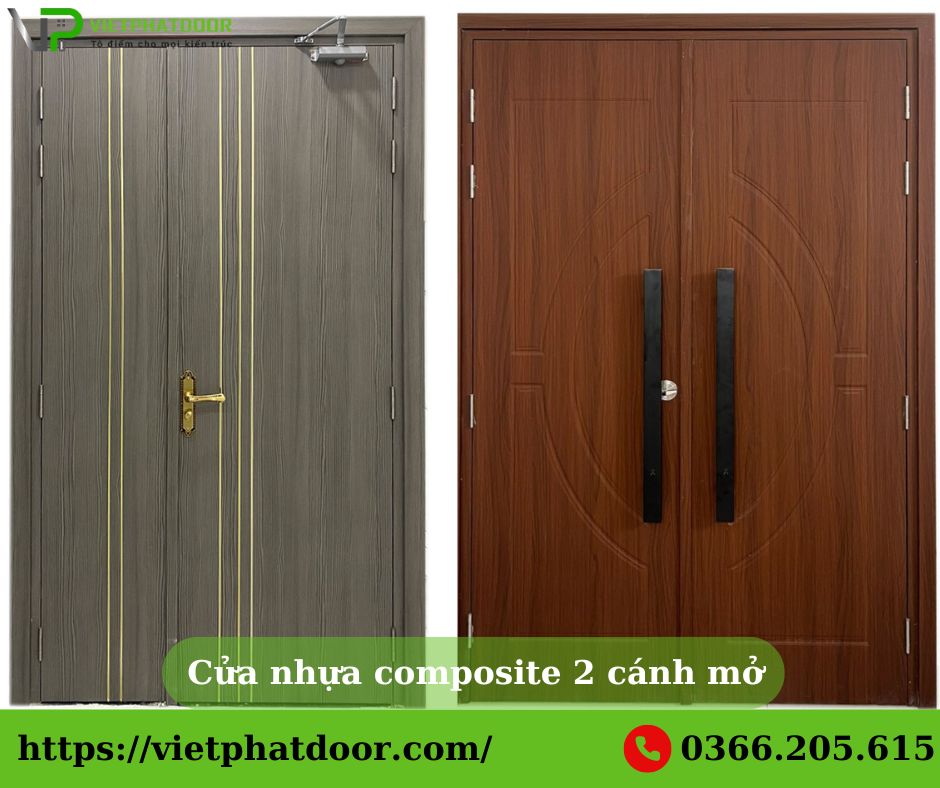 cửa nhựa composite mở 2 cánh