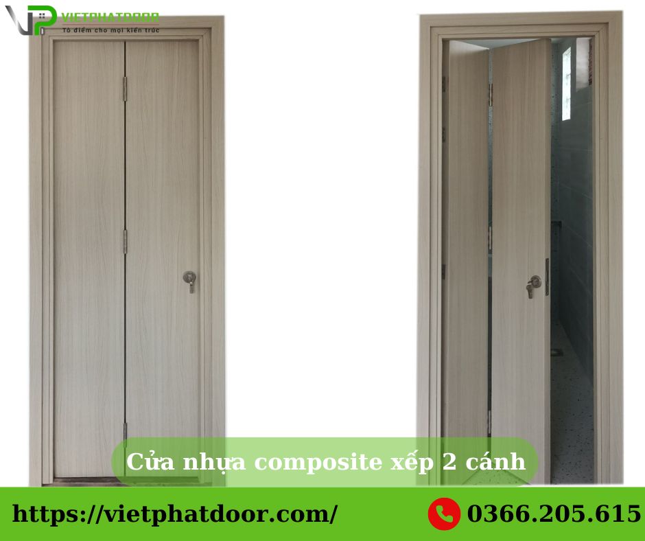 cửa nhựa composite xếp 2 cánh