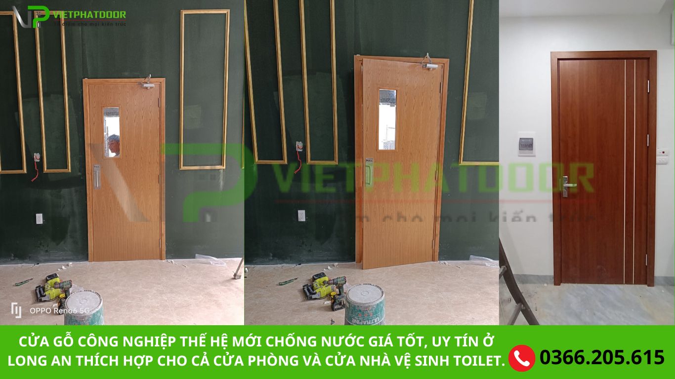 CỬA GỖ CÔNG NGHIỆP THẾ HỆ MỚI CHỐNG NƯỚC GIÁ TỐT, UY TÍN Ở LONG AN THÍCH HỢP CHO CẢ CỬA PHÒNG VÀ CỬA NHÀ VỆ SINH TOILET