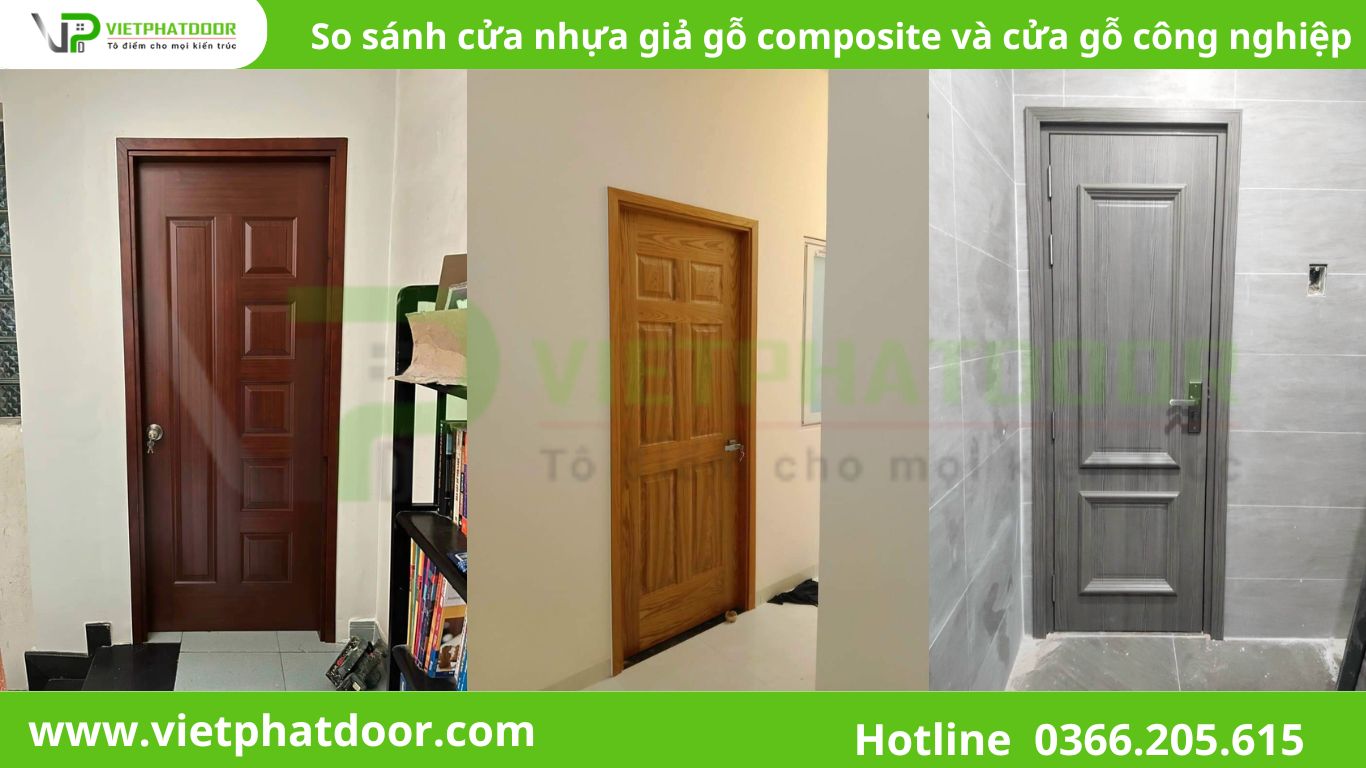 SO SÁNH CỬA NHỰA GIẢ GỖ COMPOSITE VÀ CỬA GỖ CÔNG NGHIỆP.