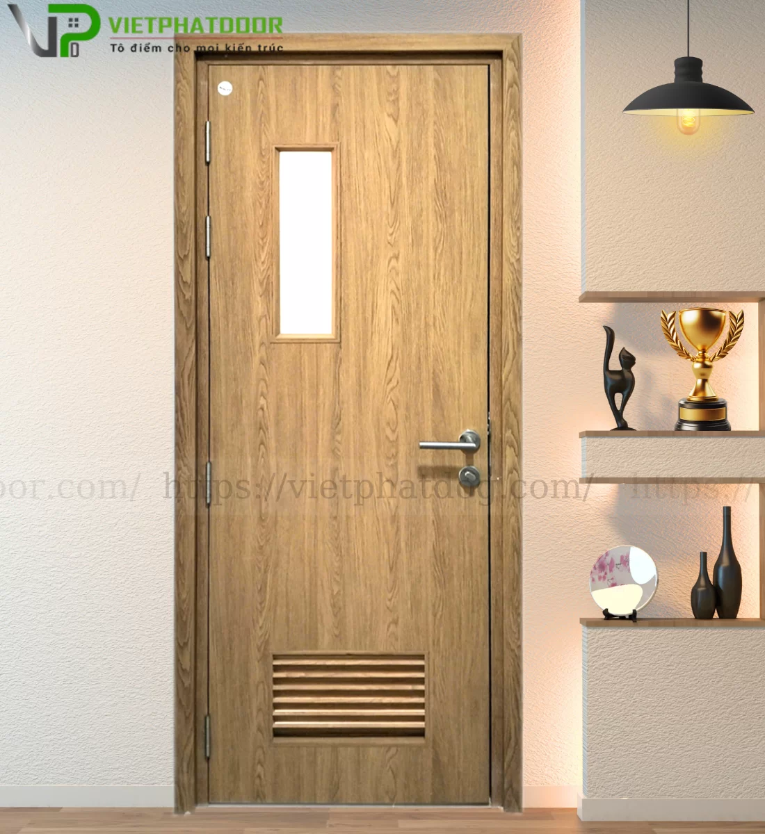 CỬA NHỰA GIẢ GỖ COMPOSITE SYE 06 - Ô KÍNH LÁ SÁCH HỞ LẤY THOÁNG