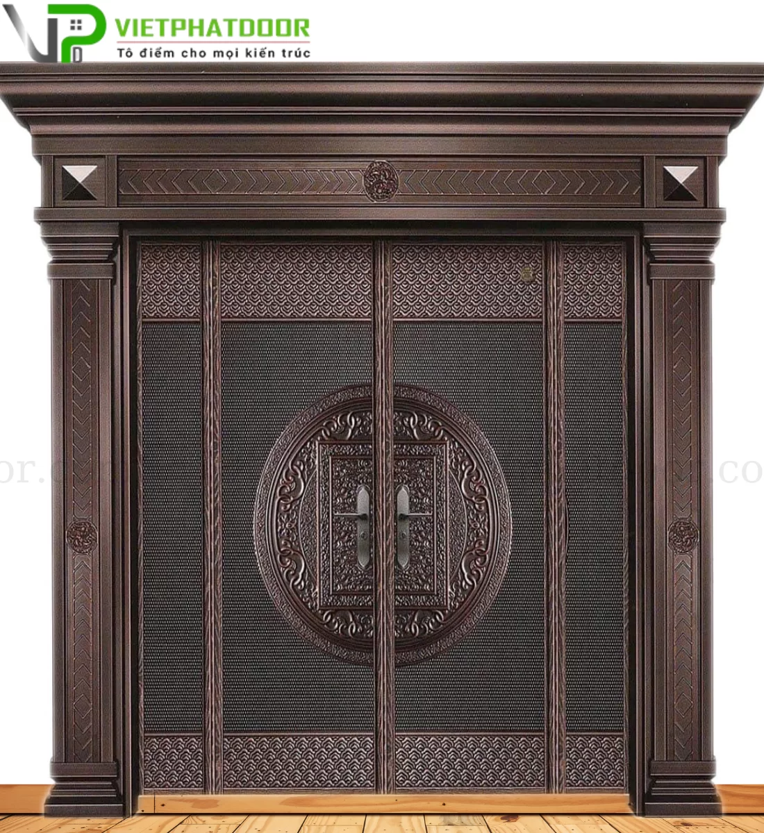 CỬA THÉP VÂN GỖ 4 CÁNH BIỆT THỰ VP - LXR2025